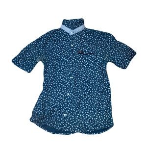 Men's Blue Floral Short Sleeve Shirt